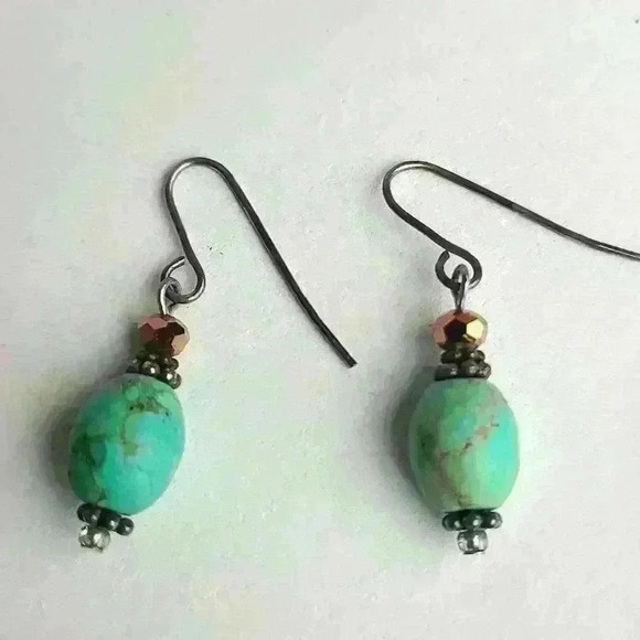 Vintage turquoise drop earrings - Picture 1 of 8